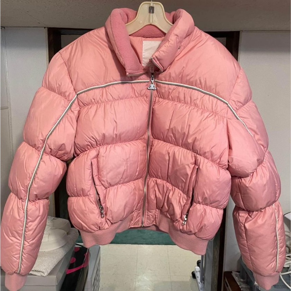 JLO Pink Puffer Bomber Jacket Size XL